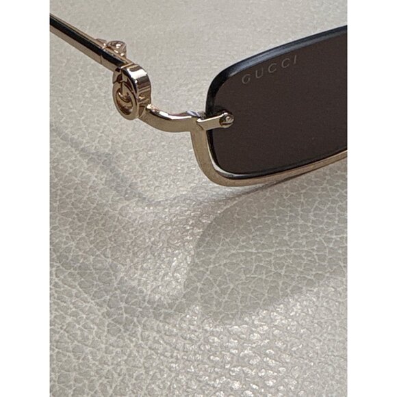 Gucci GG Upside Down Rectangular Sunglasses in Gold New Womens Sunnies - Picture 7 of 16